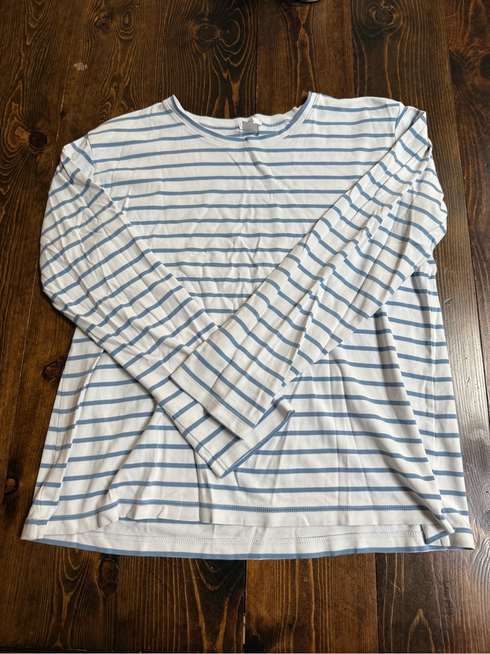 Light Blue and White Striped Long Sleeve Tee